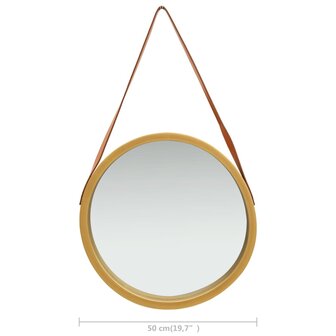 Wandspiegel met band 50 cm goudkleurig 6