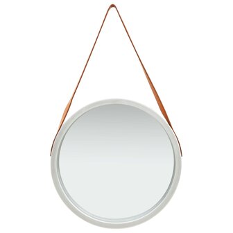 Wandspiegel met band 50 cm zilverkleurig 2