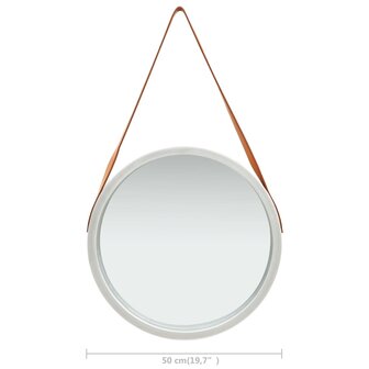 Wandspiegel met band 50 cm zilverkleurig 6