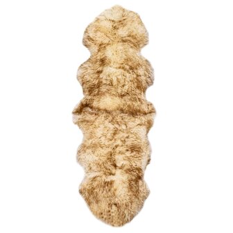 Vloerkleed 60x180 cm schapenvacht gem&ecirc;leerd bruin 1
