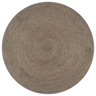 Vloerkleed handgemaakt rond 90 cm jute grijs 1
