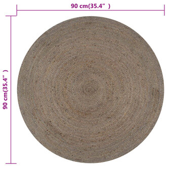 Vloerkleed handgemaakt rond 90 cm jute grijs 6
