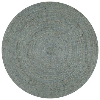 Vloerkleed handgemaakt rond 90 cm jute olijfgroen 1