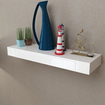 Wandplanken zwevend met lades 2 st 80 cm wit 3