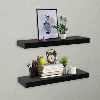 Wandplanken zwevend 2 st 40x20x3,8 cm zwart 1