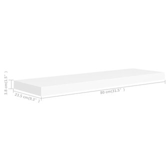 Wandschap zwevend 80x23,5x3,8 cm MDF wit 7