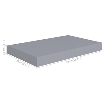 Wandschap zwevend 40x23x3,8 cm MDF grijs 7