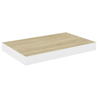 Wandschap zwevend 50x23x3,8 cm MDF eikenkleurig en wit 2