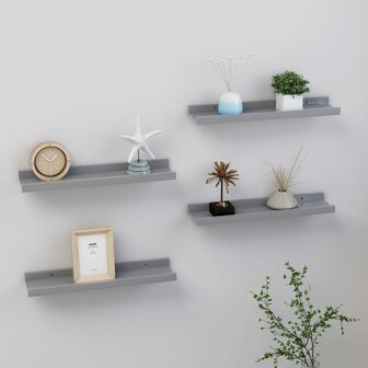 Wandschappen 4 st 40x9x3 cm grijs 1