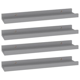 Wandschappen 4 st 40x9x3 cm grijs 2
