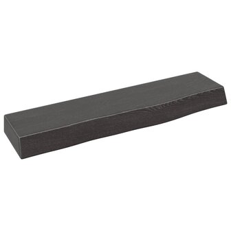 Wandschap 40x10x4 cm behandeld massief eikenhout donkerbruin 2