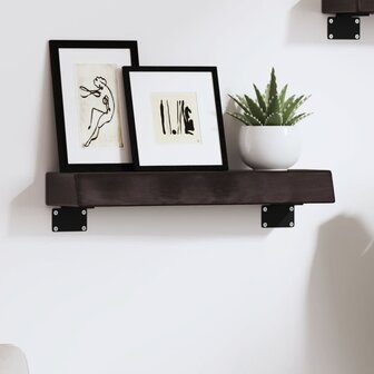 Wandschap 40x10x6 cm behandeld massief eikenhout donkerbruin 1