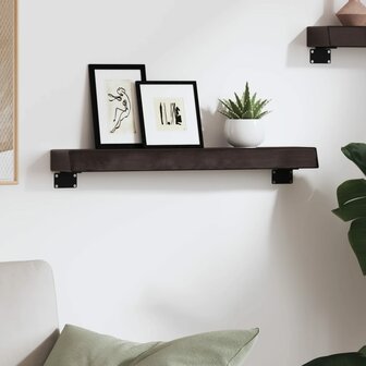 Wandschap 60x10x6 cm behandeld massief eikenhout donkerbruin 3