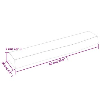 Wandschap 60x10x6 cm behandeld massief eikenhout donkerbruin 7
