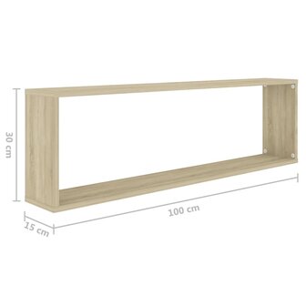 Wandschappen kubus 4 st 100x15x30 cm bewerkt hout sonoma eiken 9