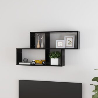Wandschap 100x18x53 cm bewerkt hout zwart 1