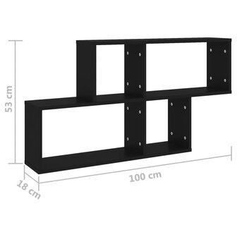 Wandschap 100x18x53 cm bewerkt hout zwart 6