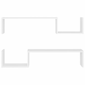 Wandschappen 2 st 100x15x20 cm bewerkt hout wit 5