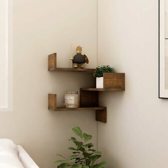 Hoekwandschap 40x40x50 cm bewerkt hout gerookt eikenkleurig 7