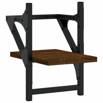Wandschappen met stangen 2 st 20x25x30 cm bruin eikenkleur 4