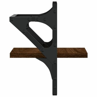 Wandschappen met stangen 2 st 20x25x30 cm bruin eikenkleur 6