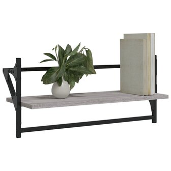 Wandschappen met stangen 2 st 65x25x30 cm grijs sonoma eiken 3