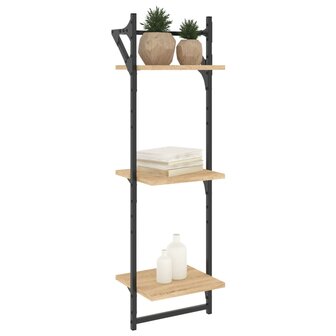 Wandschappen 3-laags met stangen 2 st 30x25x100 cm sonoma eiken 3