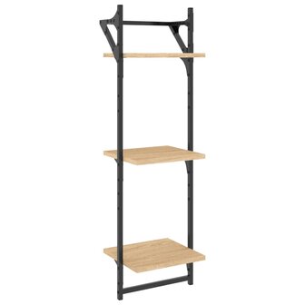 Wandschappen 3-laags met stangen 2 st 30x25x100 cm sonoma eiken 4