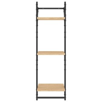 Wandschappen 3-laags met stangen 2 st 30x25x100 cm sonoma eiken 5