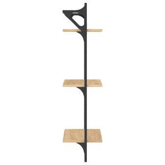 Wandschappen 3-laags met stangen 2 st 30x25x100 cm sonoma eiken 6