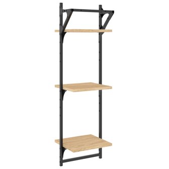 Wandschappen 3-laags met stangen 2 st 30x25x100 cm sonoma eiken 7