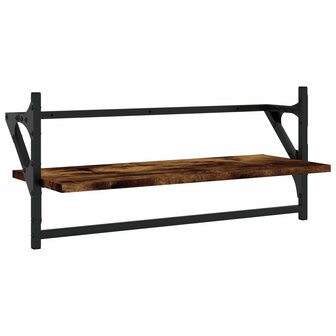 4-delige Wandschappenset met stangen bewerkt hout gerookt eiken 5