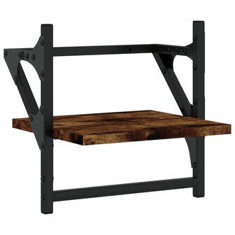 4-delige Wandschappenset met stangen bewerkt hout gerookt eiken 9