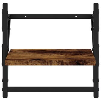 4-delige Wandschappenset met stangen bewerkt hout gerookt eiken 10