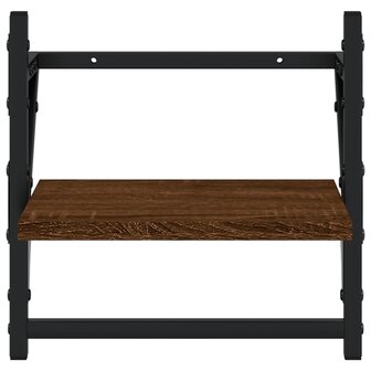 4-delige Wandschappenset met stangen bewerkt hout bruineiken 10