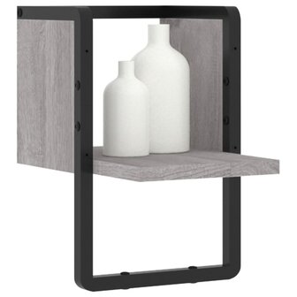 Wandschap met stang 20x25x30 cm grijs sonoma eikenkleurig 3