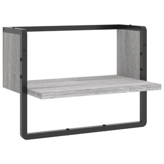 Wandschap met stang 40x25x30 cm grijs sonoma eikenkleurig 2