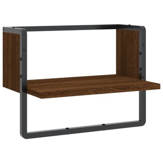 Wandschap met stang 40x25x30 cm bruin eikenkleur 2
