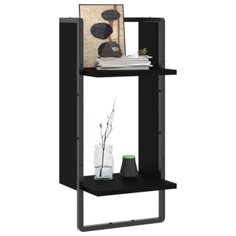 Wandschap met stang 30x25x65 cm zwart 3