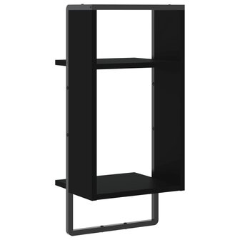 Wandschap met stang 30x25x65 cm zwart 6