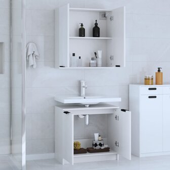 2-delige Badkamerkastenset bewerkt hout wit 3