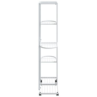 Bloemenstandaard met wielen 5-laags 44x23x100 cm ijzer wit 4