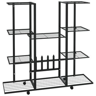 Bloemenstandaard met wielen 94,5x24,5x91,5 cm ijzer zwart 2