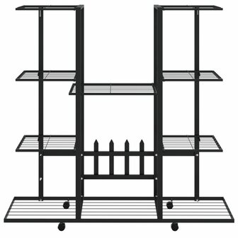 Bloemenstandaard met wielen 94,5x24,5x91,5 cm ijzer zwart 3