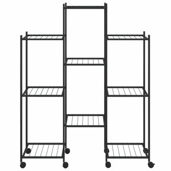 Bloemenstandaard met wielen 83x25x103,5 cm ijzer zwart 3