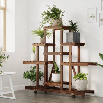 Plantenstandaard met wielen 110x25x101 cm massief vurenhout 3