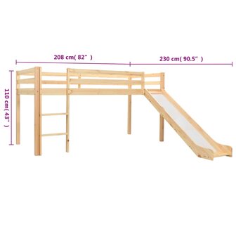 Kinderhoogslaper met glijbaan en ladder grenenhout 97x208 cm 6