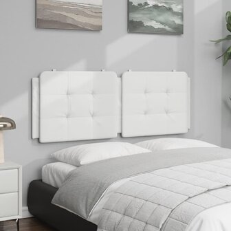 Hoofdbordkussen 140 cm kunstleer wit 3