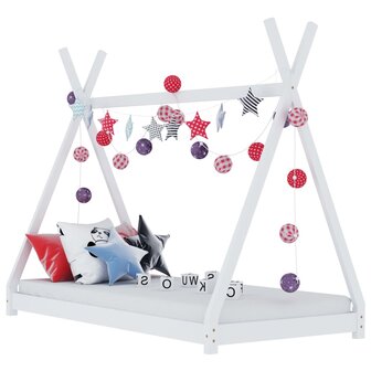 Kinderbedframe massief grenenhout wit 90x200 cm 1