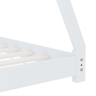 Kinderbedframe massief grenenhout wit 90x200 cm 6